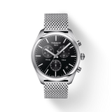 Tissot PR 100 Chronograph Black Dial Silver Mesh Bracelet Watch For Men - T101.417.11.051.01 Authentic Buy Shop Now