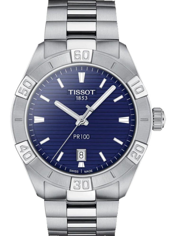 Tissot PR 100 Sport Blue Dial Silver Steel Strap Watch For Men - T101.610.11.041.00 Authentic Buy Shop Now