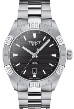 Tissot PR 100 Sport Quartz Black Dial Silver Steel Strap Watch For Men - T101.610.11.051.00 Authentic Buy Shop Now