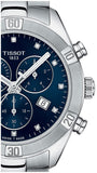 Tissot PR 100 Sport Chic Chronograph Diamonds Blue Dial Silver Steel Strap Watch for Women - T101.917.11.046.00 Authentic Buy Shop Now