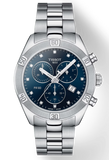 Tissot PR 100 Sport Chic Chronograph Diamonds Blue Dial Silver Steel Strap Watch for Women - T101.917.11.046.00 Authentic Buy Shop Now