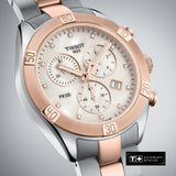 Tissot PR 100 Sport Chic Chronograph Diamonds Mother of Pearl Dial Two Tone Steel Strap Watch for Women - T101.917.22.116.00 Authentic Buy Shop Now