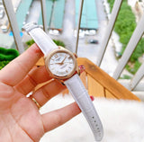Tissot T-Classic Powermatic 80 Mother of Pearl Silver Dial White Leather Strap Watch For Women - T108.208.26.117.00 Authentic Buy Shop Now