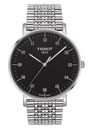 Tissot Everytime Large Black Dial Silver Mesh Bracelet Watch For Men - T109.610.11.077.00 Authentic Buy Shop Now