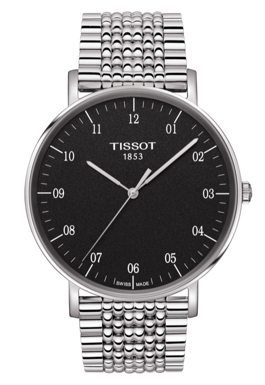 Tissot Everytime Large Black Dial Silver Mesh Bracelet Watch For Men - T109.610.11.077.00 Authentic Buy Shop Now