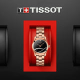 Tissot T Wave Black Dial Rose Gold Steel Strap Watch For Women - T112.210.33.051.00 Authentic Buy Shop Now