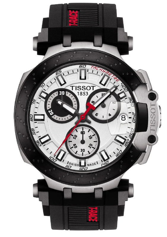 Tissot T Race Chronograph White Dial Black Silicone Strap Watch For Men - T115.417.27.011.00 Authentic Buy Shop Now