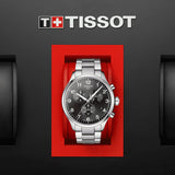 Tissot T Classic Chrono XL Black Dial Silver Steel Strap Watch For Men - T116.617.11.057.01 Authentic Buy Shop Now