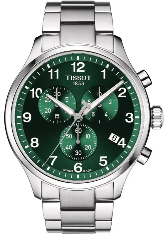 Tissot Chrono XL Classic Green Dial Silver Steel Strap Watch for Men - T116.617.11.092.00 Authentic Buy Shop Now