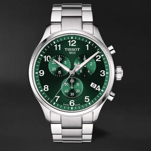 Tissot Chrono XL Classic Green Dial Silver Steel Strap Watch for Men - T116.617.11.092.00 Authentic Buy Shop Now
