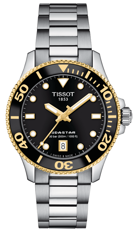 Tissot Seastar 1000 Black Dial Silver Steel Strap Watch For Men - T120.210.127.051.00 Authentic Buy Shop Now