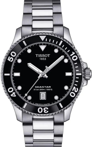 Tissot Seastar 1000 Black Dial Silver Steel Strap Watch For Men - T120.410.11.051.00 Authentic Buy Shop Now