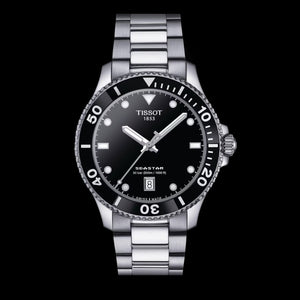Tissot Seastar 1000 Black Dial Silver Steel Strap Watch For Men - T120.410.11.051.00 Authentic Buy Shop Now