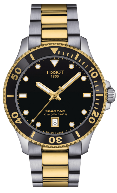Tissot Seastar 1000 Black Dial Two Tone Steel Strap Watch For Men - T120.410.22.051.00 Authentic Buy Shop Now