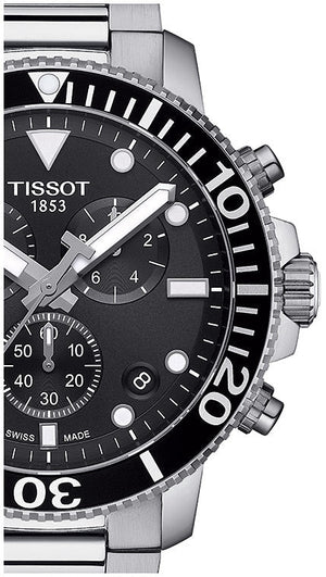 Tissot Seastar 1000 Chronograph Black Dial Silver Steel Strap Watch For Men - T120.417.11.051.00 Authentic Buy Shop Now