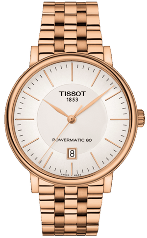 Tissot T Classic Carson Premium Automatic White Dial Rose Gold Steel Strap Watch for Men - T122.407.33.031.00 Authentic Buy Shop Now