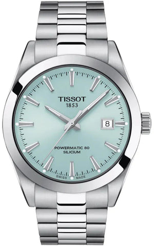 Tissot Gentleman Powermatic 80 Silicium Ice Blue Silver Steel Strap Watch For Men - T127.407.11.351.00 Authentic Buy Shop Now