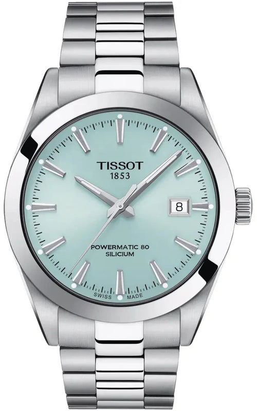 Tissot Gentleman Powermatic 80 Silicium Ice Blue Silver Steel Strap Watch For Men - T127.407.11.351.00 Authentic Buy Shop Now