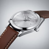 Tissot Gentleman Powermatic 80 Silicium Silver Dial Brown Leather Strap Watch For Men - T127.407.16.031.00 Authentic Buy Shop Now