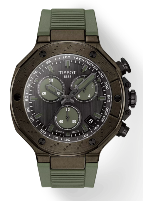 Tissot T Race Chronograph Black Dial Green Rubber Strap Watch for Men - T141.417.37.061.02 Authentic Buy Shop Now