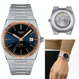 Tissot PRX Powermatic 80 Automatic 18K Gold Blue Dial Silver Steel Strap Watch for Men - T931.407.41.041.00 Authentic Buy Shop Now