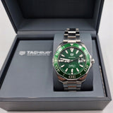 Tag Heuer Aquaracer Calibre 5 Green Dial Silver Steel Strap Watch for Men - WAY201S.BA0927 Authentic Buy Shop Now