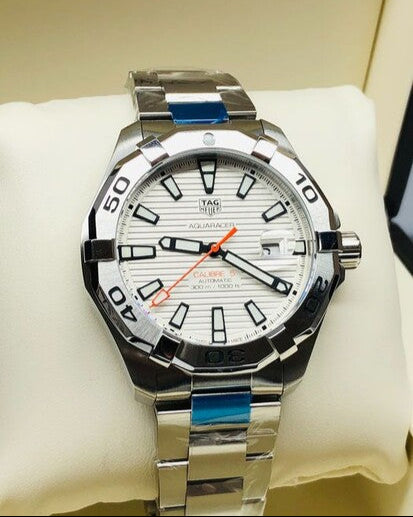 Tag Heuer Aquaracer Calibre 5 Automatic White Dial Silver Steel Strap Watch for Men - WAY2013.BA0927 Authentic Buy Shop Now