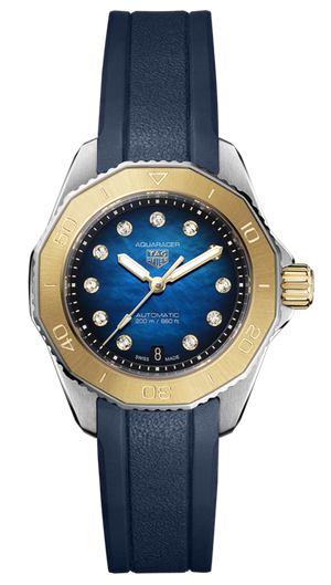 Tag Heuer Aquaracer Professional 200 Automatic Diamonds Blue Dial Blue Rubber Strap Watch for Women - WBP2450.FT6215 Authentic Buy Shop Now