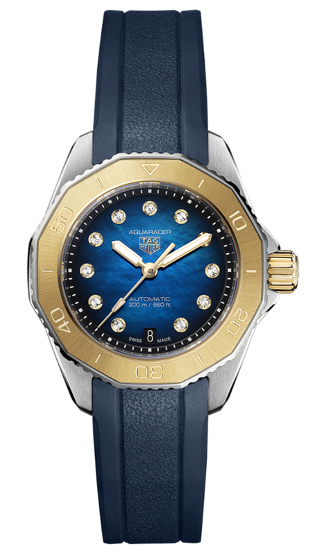 Tag Heuer Aquaracer Professional 200 Automatic Diamonds Blue Dial Blue Rubber Strap Watch for Women - WBP2450.FT6215 Authentic Buy Shop Now