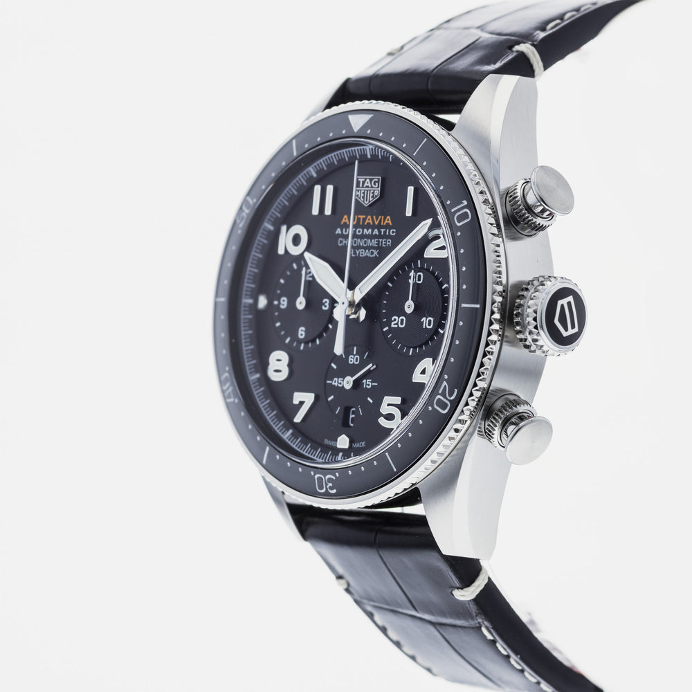 Tag Heuer Autavia Chronometer Flyback Automatic Chronograph Black Dial Black Leather Strap Watch for Men - CBE511A.FC8279 Authentic Buy Shop Now
