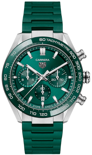 Tag Heuer Carrera Chronograph 44mm Green Dial Green Steel Strap Watch for Men - CBN2A1N.FT6238 Authentic Buy Shop Now