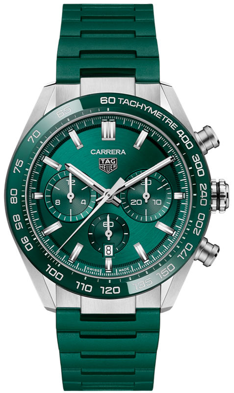 Tag Heuer Carrera Chronograph 44mm Green Dial Green Steel Strap Watch for Men - CBN2A1N.FT6238 Authentic Buy Shop Now