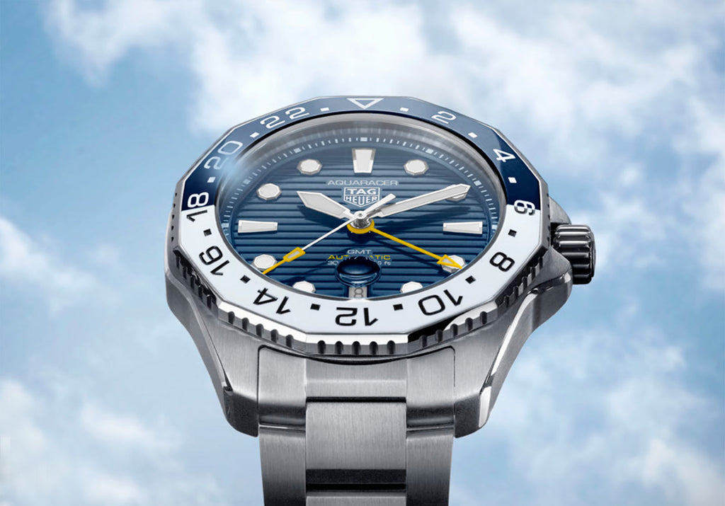 Tag Heuer Aquaracer Professional 300 GMT Automatic Blue Dial Silver Steel Strap Watch for Men - WBP2010.BA0632 Authentic Buy Shop Now