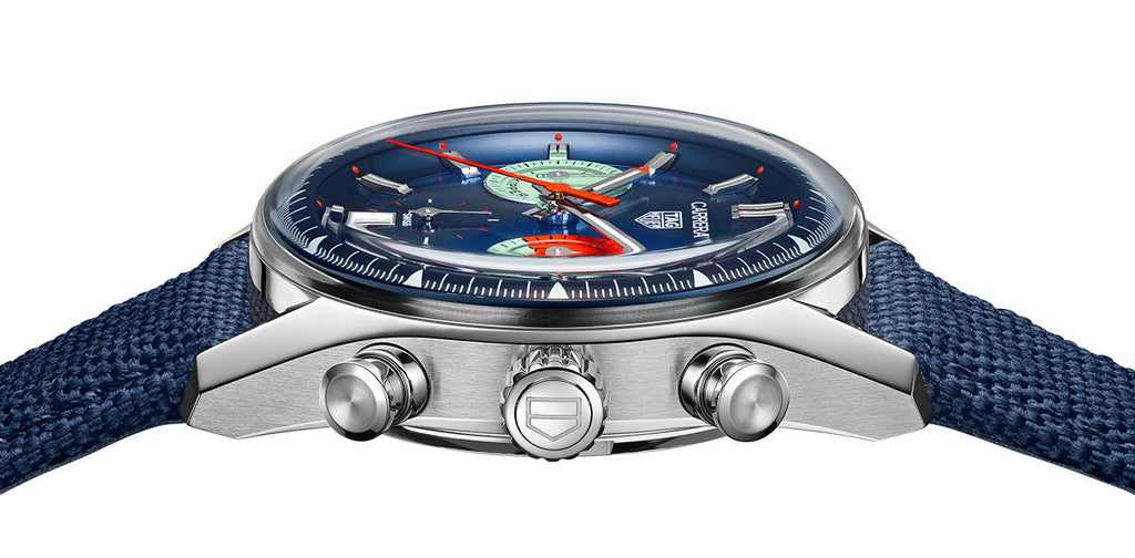 Tag Heuer Carrera Skipper Automatic Chronograph Blue Dial Blue Nylon Strap Watch for Men - CBS2213.FN6002 Authentic Buy Shop Now