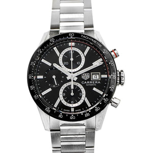 Tag Heuer Carrera Automatic Chronograph Black Dial Silver Steel Strap Watch for Men - CBM2110.BA0651 Authentic Buy Shop Now