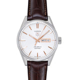 Tag Heuer Carrera Calibre 5 Automatic White Dial Brown Leather Strap Watch for Men - WAR201D.FC6291 Authentic Buy Shop Now