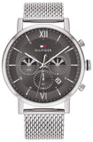 Tommy Hilfiger Evan Grey Dial Silver Mesh Bracelet Watch for Men - 1710396 Authentic Buy Shop Now