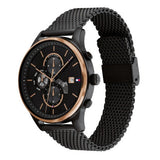 Tommy Hilfiger Weston Chronograph Black Dial Black Mesh Bracelet Watch For Men - 1710505 Authentic Buy Shop Now
