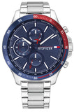 Tommy Hilfiger Bank Chronograph Blue Dial Silver Steel Strap Watch for Men - 1791718 Authentic Buy Shop Now