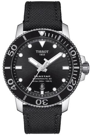 Tissot Seastar 1000 Powermatic 80 Black Dial Black Nylon Strap Watch For Men - T120.407.17.051.00 Authentic Buy Shop Now