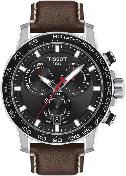 Tissot Supersport Chrono Black Dial Brown Leather Strap Watch for Men - T125.617.16.051.01 Authentic Buy Shop Now