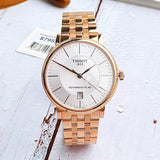 Tissot T Classic Carson Premium Automatic White Dial Rose Gold Steel Strap Watch for Men - T122.407.33.031.00 Authentic Buy Shop Now