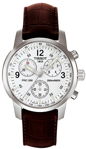 Tissot T Race PRC 200 Chronograph White Dial Brown Leather Strap Watch for Men - T17.1.516.32 Authentic Buy Shop Now