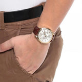 Tommy Hilfiger Harrison White Dial Brown Leather Strap Watch for Men - 1790874 Authentic Buy Shop Now