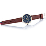 Tommy Hilfiger Dean Multifunctional Blue Dial Brown Leather Strap Watch for Men - 1791275 Authentic Buy Shop Now