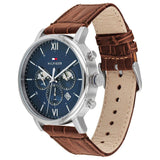 Tommy Hilfiger Evan Chronograph Blue Dial Brown Leather Strap Watch for Men - 1710393 Authentic Buy Shop Now