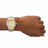 Tory Burch The Tory Chronograph White Dial Two Tone Steel Strap Watch for Women - TBW1052 Authentic Buy Shop Now