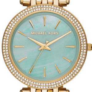 Michael Kors Darci Analog Mother of Pearl Green Dial Gold Steel Strap Watch For Women - MK3498 Authentic Buy Shop Now
