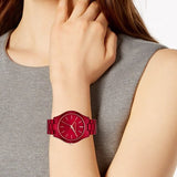 Michael Kors Slim Runway Red Dial Red Steel Strap Watch For Women - MK3895 Authentic Buy Shop Now