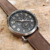 Tommy Hilfiger Briggs Chronograph Black Dial Brown Leather Strap Watch for Men - 1791425 Authentic Buy Shop Now